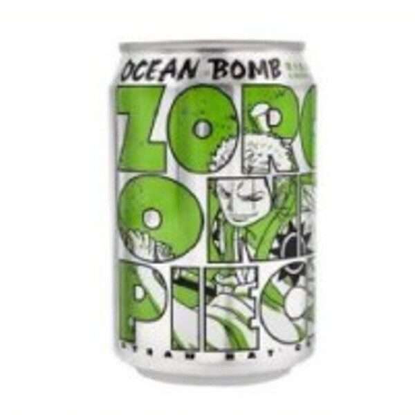 Lattina di Ocean Bomb One Piece dedicata a Zoro, bevanda al tè gassata gusto limone e miele